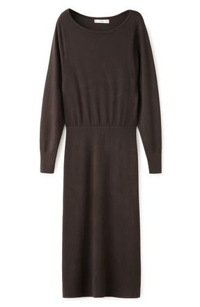Mango Fine Knit Blouson Sweater Dress in Chocolate at Nordstrom, Size 10
