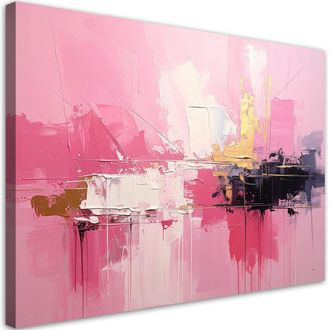 Feeby Cuadro Sobre Lienzo Abstracci&oacute;n Rosa Con Luz Suave Y Profundidad 100x70