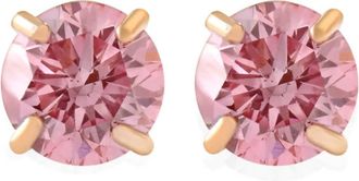 Pompeii3 3/8Ct Pink Lab Grown Diamond Screw Back Studs Earrings 14K Yellow Gold