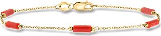 Ross-Simons Italian Red Coral Bead Station Bracelet in 18kt Yellow Gold