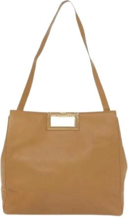 Ferragamo Pre-owned Shoulder Bags, female, Beige, Size: ONE SIZE Pre-owned Leather Shoulder Bag