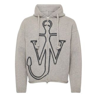 J.W.Anderson Zip-throughs, male, Gray, M, Hoodies