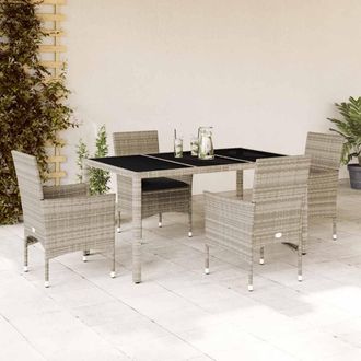 vidaXL Vidaxl - Set Pranzo Da Giardino 5pz Con Cuscini Polyrattan E Vetro