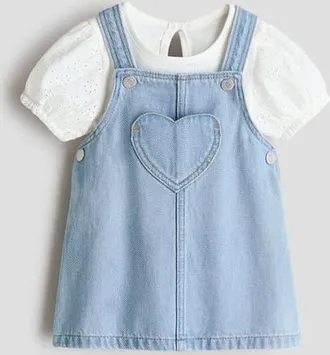 H&M 2-piece Cotton Set in Light Denim Blue at Nordstrom, Size 12M