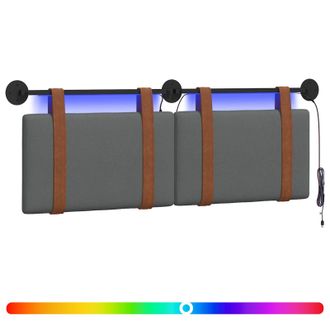 vidaXL Cabecero Colgante Con Luz Led Gris Oscuro Pu Antiguo Vidaxl