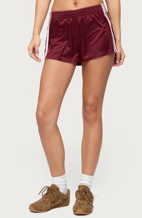 Edikted Nikki Side Stripe Shorts in Wine at Nordstrom, Size X-Small