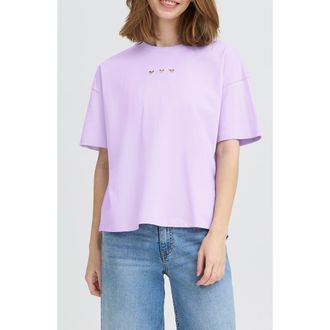 Ichi Ihpetro Boxy Heart Cutout T-Shirt in Purple Rose at Nordstrom, Size Xx-Large