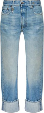 R13 Jeans met logo - Dames - Cropped Jeans - Blauw - W25 - Katoen - Jeans