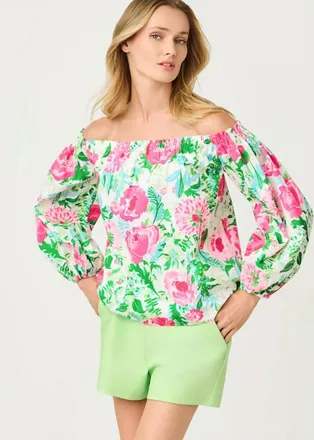 Lilly Pulitzer Siloe Off The Shoulder Top In Multi Poppy Party
