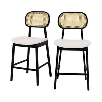 Rendez-Vous D&eacute;co Set de 2 sillas para isla central en tela beige 64,5 cm