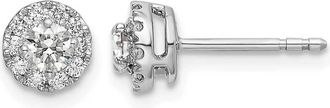 Diamond2Deal 14K White Gold 1/2 ct Lab Grown Diamond Round Halo Stud Earrings VS Clarity, G-H Color