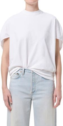 A Gold E Souline Ruched Sleeve T-Shirt in White at Nordstrom, Size Medium