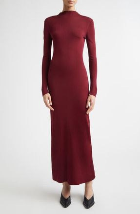 Altuzarra Kaplan Long Sleeve Knit Funnel Neck Dress in Maroon at Nordstrom, Size X-Small