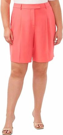 CeCe by Cynthia Steffe High Waisted Pleated Dress Bermuda Shorts In Coral
