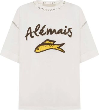 Alemais Tops, Dames, Wit, S, Katoen, Scuba T-shirt