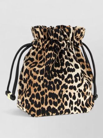 Ganni animal print bucket bag gold hardware