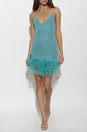 Os&eacute;ree Feather Dress, Womens, Blue