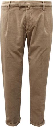 BRIGLIA 1949 Slim Velvet Broek Made in Italy - Heren - Slim Fit Broeken - Beige - S - Broeken