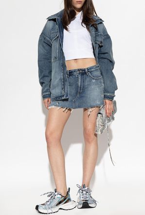Balenciaga vintage-effect Denim Jacket, Womens, Blue