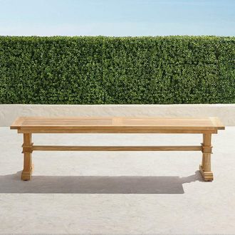 Frontgate Teak Farmhouse 65 Dining Bench - Weathered - Frontgate