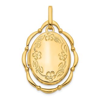 Diamond2Deal 14k Yellow Gold Dancing Floral 24mm Oval Locket Pendant Pendant
