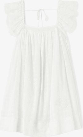 Ganni White Dress in Broderie Anglaise - Size 32 Organic Cotton