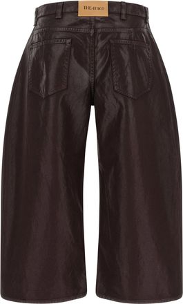 The Attico Coated Cotton Wide-Leg Cropped Jeans - brown