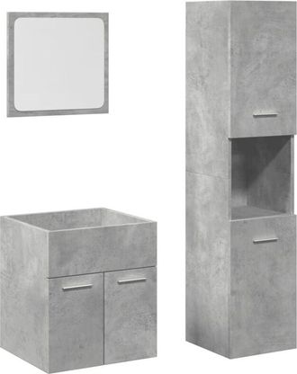 vidaXL Set Muebles De Ba&ntilde;o 2 Piezas Madera Contrachapada Gris Hormig&oacute;n Vidaxl