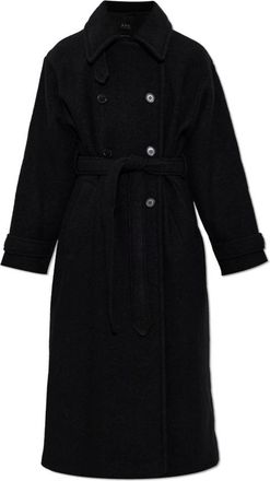 A.P.C. Wool Coat Lea - Dames - Mantel - Zwart - 2XS - Wol - Jassen