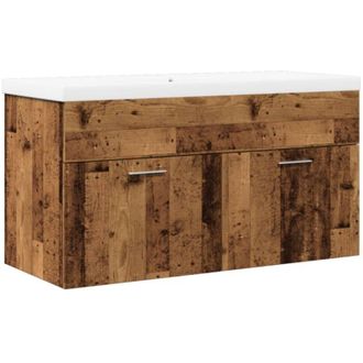 vidaXL Bathroom Sink Cabinet with Built-in Basin Old Wood vidaXL