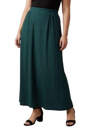 Jessica London Stretch Knit Maxi Skirt in Mystic Pine Glen Plaid at Nordstrom, Size 24