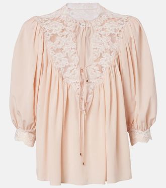 Chlo&eacute; Chlo&eacute; Blusa in seta cr&ecirc;pe de chine con pizzo
