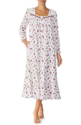 Eileen West Floral Flannel Ballet Nightgown in Pink Flr at Nordstrom, Size Small