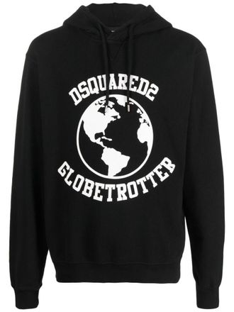 Dsquared2 Black Graphic Hood Sweatshirts
