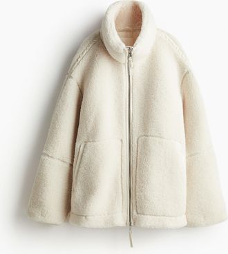 H&M Jacke aus Teddyfleece mit lockerer Passform - White