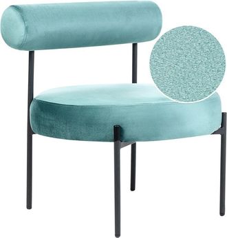 Beliani Sillón de terciopelo verde turquesa negro sin reposabrazos metal Alpha