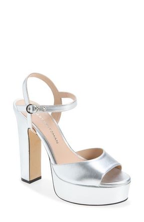 Stuart Weitzman Reade Platform Sandal in Silver at Nordstrom, Size 10.5