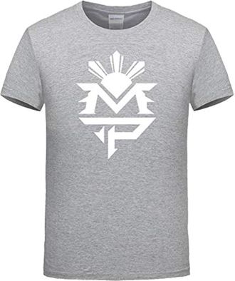 Rive Fashion Style Manny Pacquiao Mp Printed Cotton Short Sleeve Neck T Shirts Boxer Grey 3XL