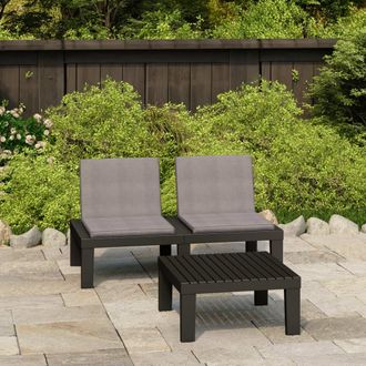vidaXL Set De Muebles De Jard&iacute;n 2 Piezas Con Cojines Pl&aacute;stico Gris Vidaxl