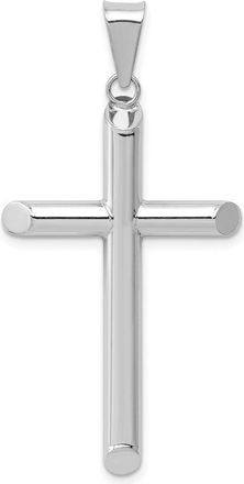 Diamond2Deal 14k White Gold Polished Hollow Cross Pendant