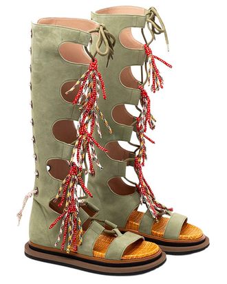 Hogan Tassel Lace-Up Leather Boot