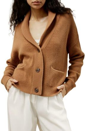 LilySilk Wool Knit Shawl Collar Cardigan in Toffee at Nordstrom, Size Medium