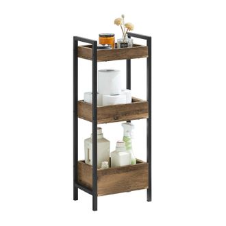 SoBuy Sobuy Biancheria Bagno Cesta Bagno Cesta Biancheria Scaffale Bagno Cesta Scaffale Mobili Bagno Salvaspazio Marrone Frg226-f