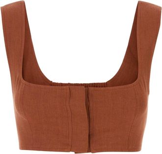 Le Kasha Brick Linen Jirja Crop Top