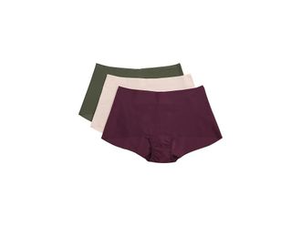 Hanky Panky BreatheSoft Boyshort 3 Pack Womens Underwear Dried Cherry/Dandelion/Pine Tree : SM, Nylon/Microfiber/Lycra