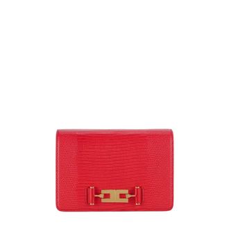 Elisabetta Franchi Bolso Cruzado con Textura Efecto Lagarto - Bags - Mujer - Rojo - ONE SIZE