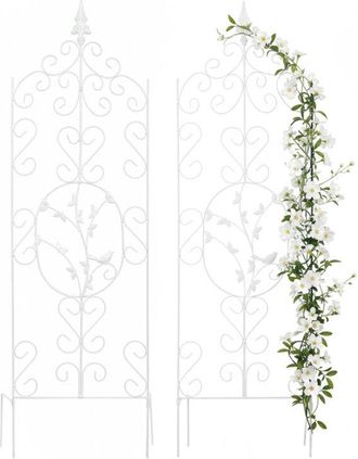 Relaxdays Relaxdays climbing trellis, set of 2, H x W: 116 x 35 cm, metal, ivy, roses, freestanding, white