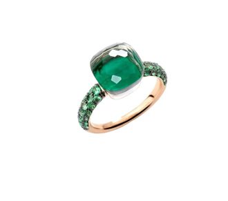 POMELLATO Green Malachite/Rose Gold Nudo Ring
