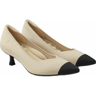 Vivaia Pointed-Toe Kitten Heels in Cream Ivory & Black at Nordstrom, Size 8.5