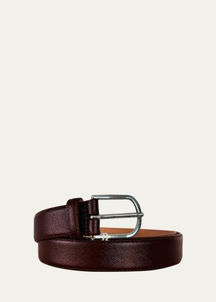 Simonnot Godard Mens Saffiano Leather Belt, 30mm